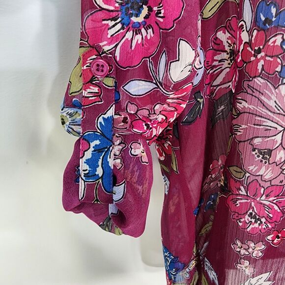 Kut from the kloth Shirt Women's Small Petite Jasmine Chiffon Button-Up Floral - Picture 7 of 11